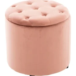 BellaFurn Sittpuffar>Storberhocker - Lagring och komfort - Uppdaterad med sammet och robust design | Färg: rosa