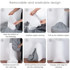 Sittsäckar>Stort Överdrag för Sittsäck Enkel Design Inomhus Lazy Lounger Sofföverdrag för Vuxna Barn Utan Fyllning