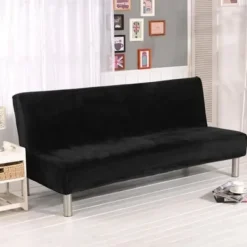 Generic Soffor>Stretch Clic-Clac Överdrag - Svart - Utan Armstöd - Polyester - Syntetiskt - Modernt