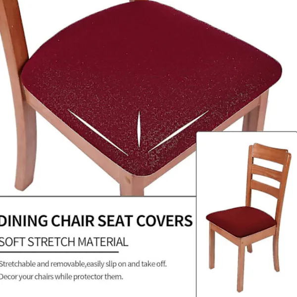 Matgrupper>Stretch Jacquard Dining Chair Seat Covers, Removable Washable Anti-dust Dining Room Chair Seat Cushion Slipcovers With Ties- Set Of 2, Beige | Fyndiq