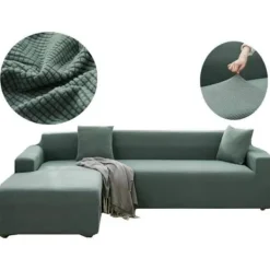 Generic Stolar>Stretch Sofföverdrag, YSTP Hörnsofföverdrag, för 3-sitssoffa eller L-formad Soffa, Grön, 190-230 cm