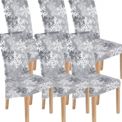 Stolar>Stretch Stora Tryckta Julstolsöverdrag för Matstolsöverdrag Matstolsöverdrag Köksstolsöverdrag (6-pack)