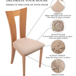 Stolar>Stretchiga stolsöverdrag för matstolar, avtagbara och tvättbara 4Pack