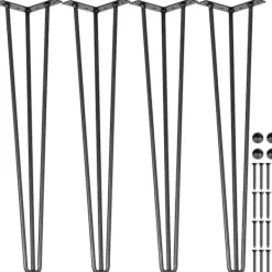 Kontorsmöbler>SucceBuy 16" Hårnålsbordsben, Set om 4, Kraftiga, DIY Skrivbord, 3 Skenor Svart