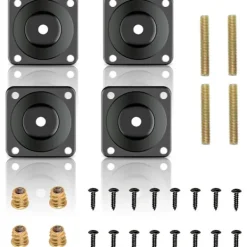 Stolar>(Svart) 4 st benfästen i rostfritt stål, fästplatta för möbler, bord, soffa med hängbultar och skruvar, fåtöljsitstillbehör