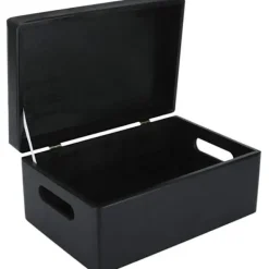 CREATIVE DECO Kistor & Koffertar>träförvaringslåda 30 x 20 x 14 cm med lock och handtag