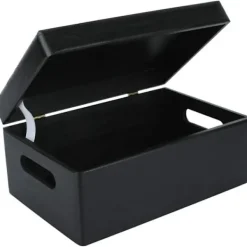 CREATIVE DECO Kistor & Koffertar>träförvaringslåda 30 x 20 x 14 cm med lock och handtag