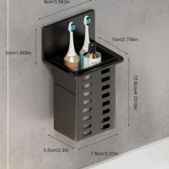 Skåp>Svart Väggmonterat Förvaringsskåp i Harts, Hålmarkörer, Avloppsorganisatör i Plast, Kök/Badrum Sort
