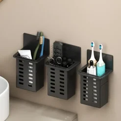 Skåp>Svart Väggmonterat Förvaringsskåp i Harts, Hålmarkörer, Avloppsorganisatör i Plast, Kök/Badrum Sort