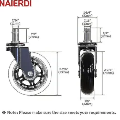 DAO Kontorsmöbler>Swivel Gummibjuls Kontorsstol Caster Hjul Ersättning 60kg Mjuk Säker Rollerblade Style Caster [db]