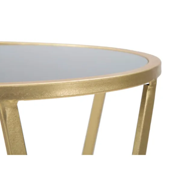 B2X Småbord>Telefonhållarbord, guldfärgad metall, svart glasskiva