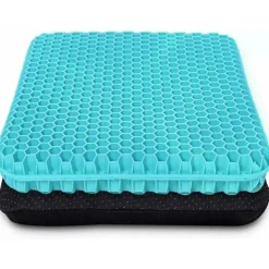 Stolar>Tjock Gel Sittdyna med Halkfri Beläggning, Andningsbart Bikakemönster, Absorberar Tryckpunkter för Bil, Kontorsstol, Rullstol (Mjölkblå)