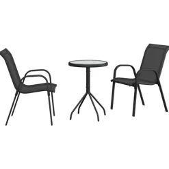 vidaXL Balkongmöbler>Trädgårds Bistro Set 3 pcs Svart Stål