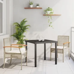 vidaXL Balkongmöbler>Trädgårdsmöbelset 3 pcs Beige konstrotting