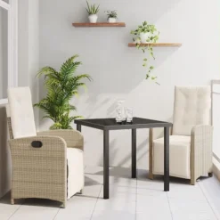 vidaXL Balkongmöbler>Trädgårdsmöbelset med kudde 3 pcs Beige konstrotting