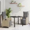 vidaXL Balkongmöbler>Trädgårdsmöbelset med kudde 3 pcs Beige konstrotting