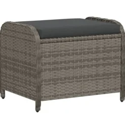 vidaXL Pallar>Trädgårdspall med dyna grå 58x46x46 cm konstrotting