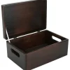 CREATIVE DECO Kistor & Koffertar>Träförvaringslåda för att dekorera brunt | 30 x 20 x 14 cm | med lock och handtag