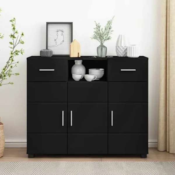 vidaXL Sideboards>Träskåp med låda Svart 88,5 x 30,5 x 73 cm Konstruerat trä