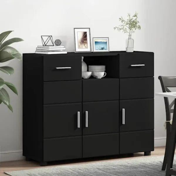 vidaXL Sideboards>Träskåp med låda Svart 88,5 x 30,5 x 73 cm Konstruerat trä