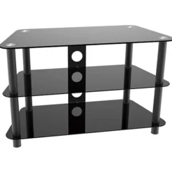 ohmega Tv-Bänkar>Tv Glasbänk Svart 3 Hyllor