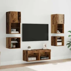 vidaXL Tv-Bänkar>TV Vägg Enheter 8 pcs Gammalt trä Konstruerat trä