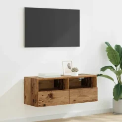 vidaXL Tv-Bänkar>TV Vägghylla Gammalt trä 80 x 30 x 30 cm Konstruerat trä