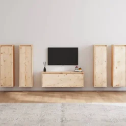 vidaXL Tv-Bänkar>Tv-bänk 5 delar massiv furu