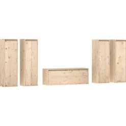 vidaXL Tv-Bänkar>Tv-bänk 5 delar massiv furu