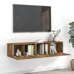 vidaXL Tv-Bänkar>TV-bänk 2 delar rökfärgad ek konstruerat trä