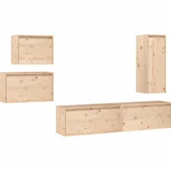 vidaXL Tv-Bänkar>Tv-bänk 5 st massiv furu