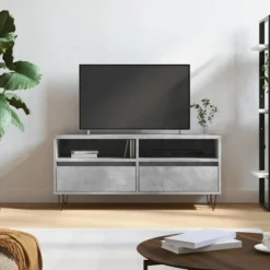 vidaXL Tv-Bänkar>Tv-bänk betonggrå 100x34,5x44,5 cm konstruerat trä