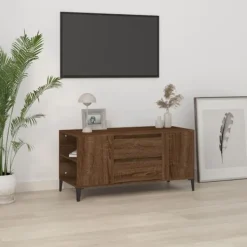vidaXL Tv-Bänkar>Tv-bänk brun ek 102x44,5x50 cm konstruerat trä