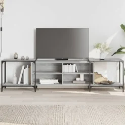 vidaXL Tv-Bänkar>Tv-bänk grå sonoma 203x37x50 cm konstruerat trä