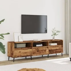 vidaXL Tv-Bänkar>Tv-bänk åldrat trä 150x30x44,5 cm konstruerat trä