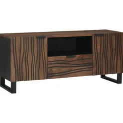 vidaXL Tv-Bänkar>TV-bänk med låda Brun 105 x 33 x 46 cm massivt mangoträ