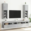 vidaXL Tv-Bänkar>TV-bänk med LED-belysning 2 st betonggrå 30,5x30x102 cm
