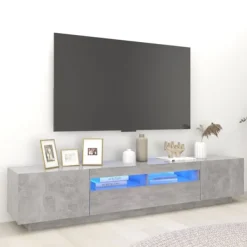 vidaXL Tv-Bänkar>TV-bänk med LED-belysning betonggrå 200x35x40 cm