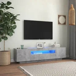 vidaXL Tv-Bänkar>TV-bänk med LED-belysning betonggrå 160x35x40 cm