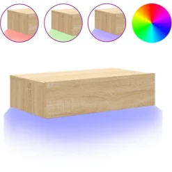 vidaXL Tv-Bänkar>Tv-bänk med LED-belysning sonoma-ek 60x35x15,5 cm