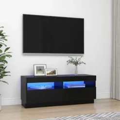 vidaXL Tv-Bänkar>TV-bänk med LED-belysning svart 100x35x40 cm
