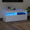 vidaXL Tv-Bänkar>TV-bänk med LED-belysning vit högglans 90x35x40 cm