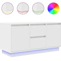 vidaXL Tv-Bänkar>TV-bänk med LED-lampor vit 100x41x50 cm