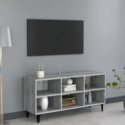 vidaXL Tv-Bänkar>Tv-bänk med metallben grå sonoma 103,5x30x50 cm