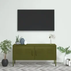 vidaXL Tv-Bänkar>Tv-bänk olivgrön 105x35x50 cm stål