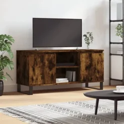 vidaXL Tv-Bänkar>Tv-bänk rökfärgad ek 104x35x50 cm konstruerat trä