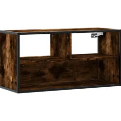 vidaXL Tv-Bänkar>Tv-bänk rökfärgad ek 80x31x39,5 cm konstruerat trä och metall