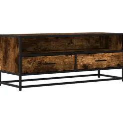 vidaXL Tv-Bänkar>Tv-bänk rökfärgad ek 100x34,5x40 cm konstruerat trä och metall