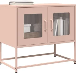 vidaXL Tv-Bänkar>TV-bänk rosa 68x39x60,5 cm kallvalsat stål