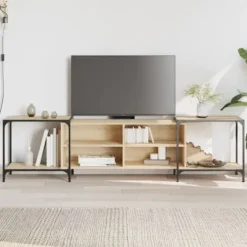 vidaXL Tv-Bänkar>Tv-bänk sonoma ek 203x37x50 cm konstruerat trä